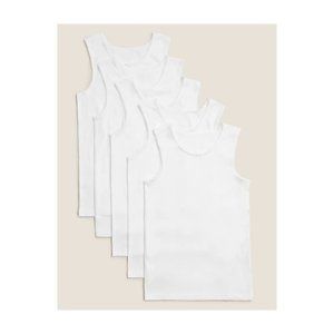 6 x White vests (5-6 years)